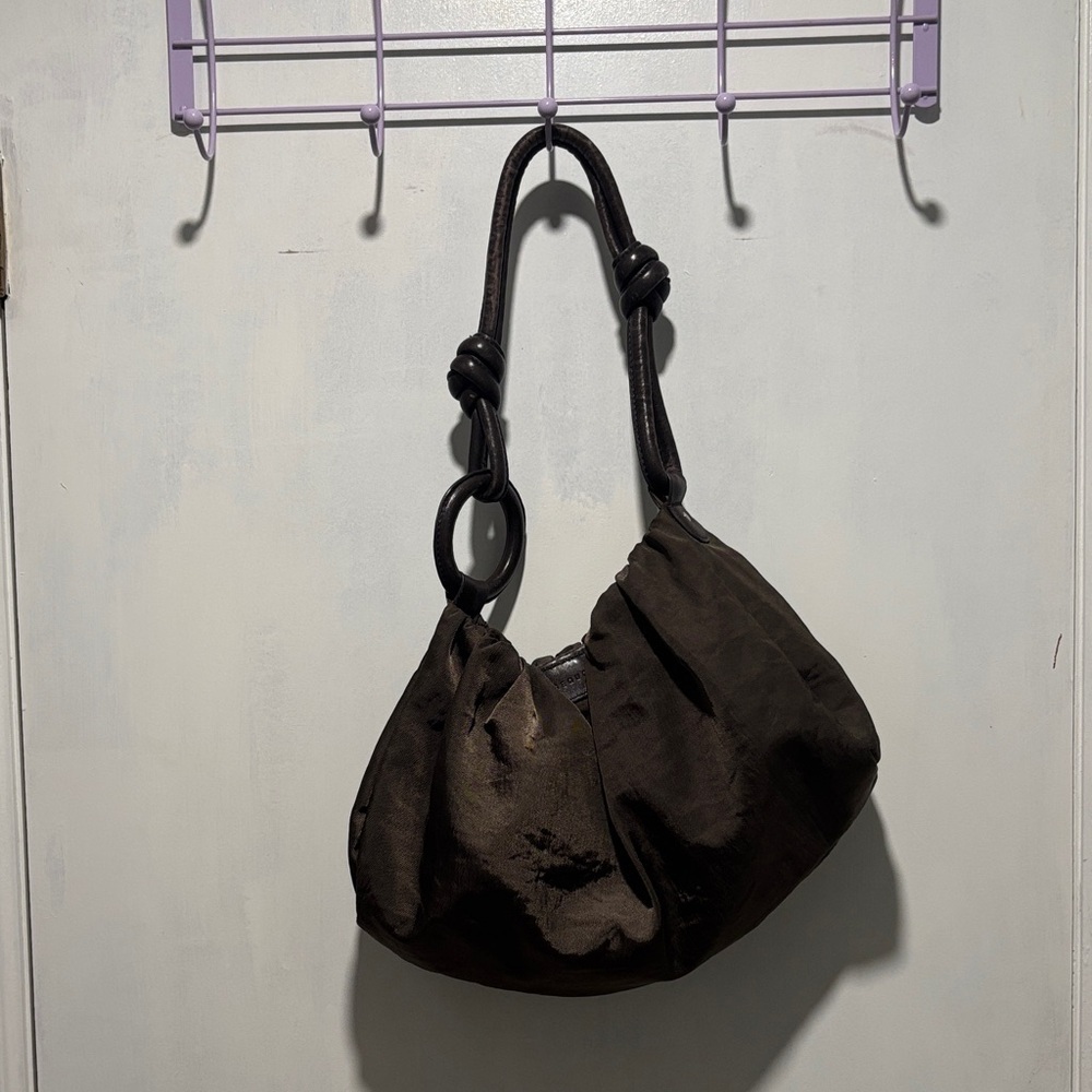 Sequoia Dark Brown Satin Shoulder Bag